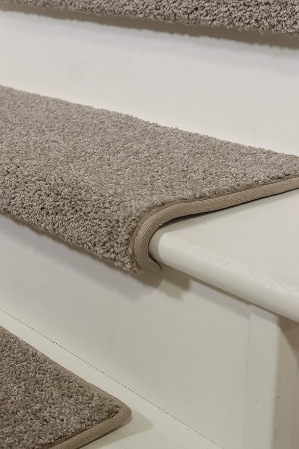 Oak Valley Designs™ Rounded Bullnose Carpet Stair Treads - Anti Slip Indoor Stair Mats for Wooden Stairs, Style: Stoney Brook, Castle 35" W X 9.75" D (Set of 14)