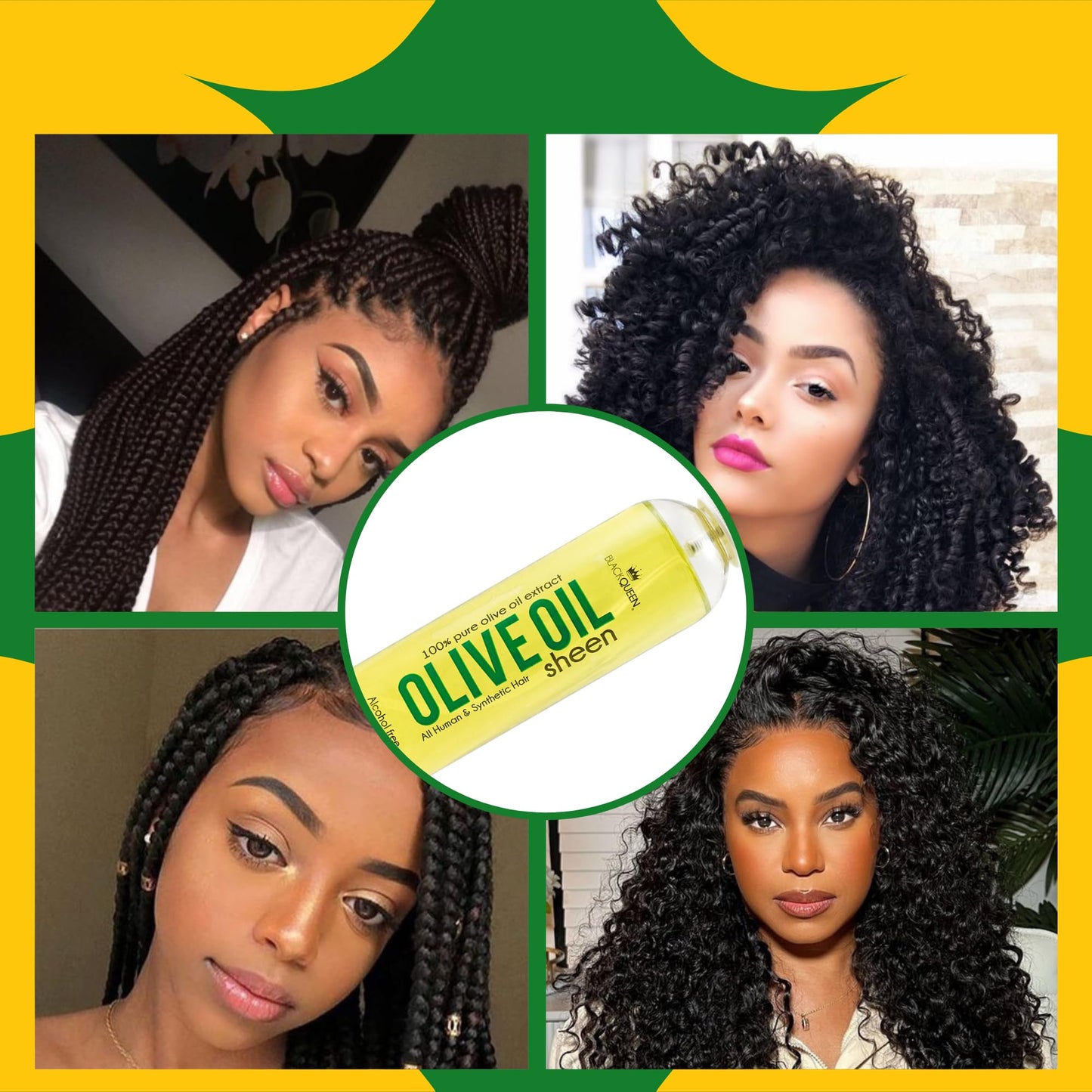 Black Queen Olive Oil Sheen Spray for Locs, Dreadlocks, Twists, Braids, Cornrows, 4C Hair - Moisturizing, Refreshing - 8 oz - Ma