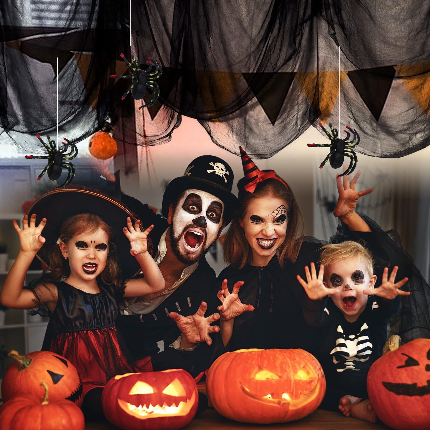 Pewfugu 80×400 Inch Super Size Halloween Creepy Spooky Gauze Cloth Black Cheesecloth Scary Halloween Decorations for Haunted House Home Wall Patio Garden