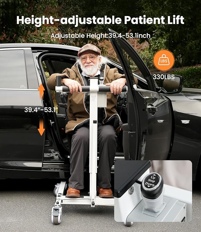 VOCIC Electric Transfer Lift for Car, Portable Folding Patient Lift Transfer Chair, Electric Assist Lift Aid for Seniors, Adults, AY06