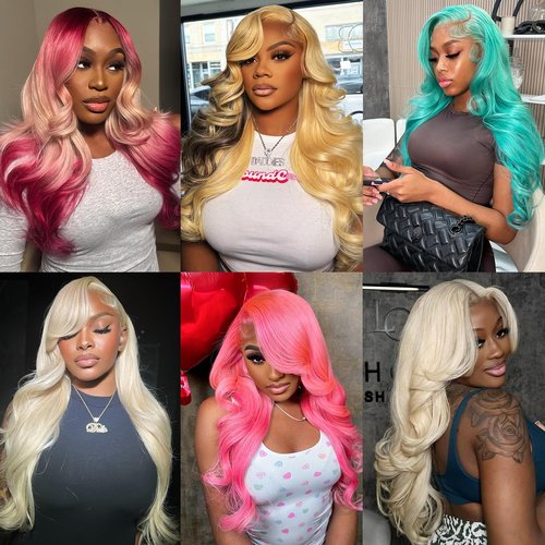 HUG MEET 613 13x6 Lace Front Wig Human Hair 200 Density Blonde Wig Human Hair Body Wave 613 HD Lace Front Wig Human Hair (24 Inch)