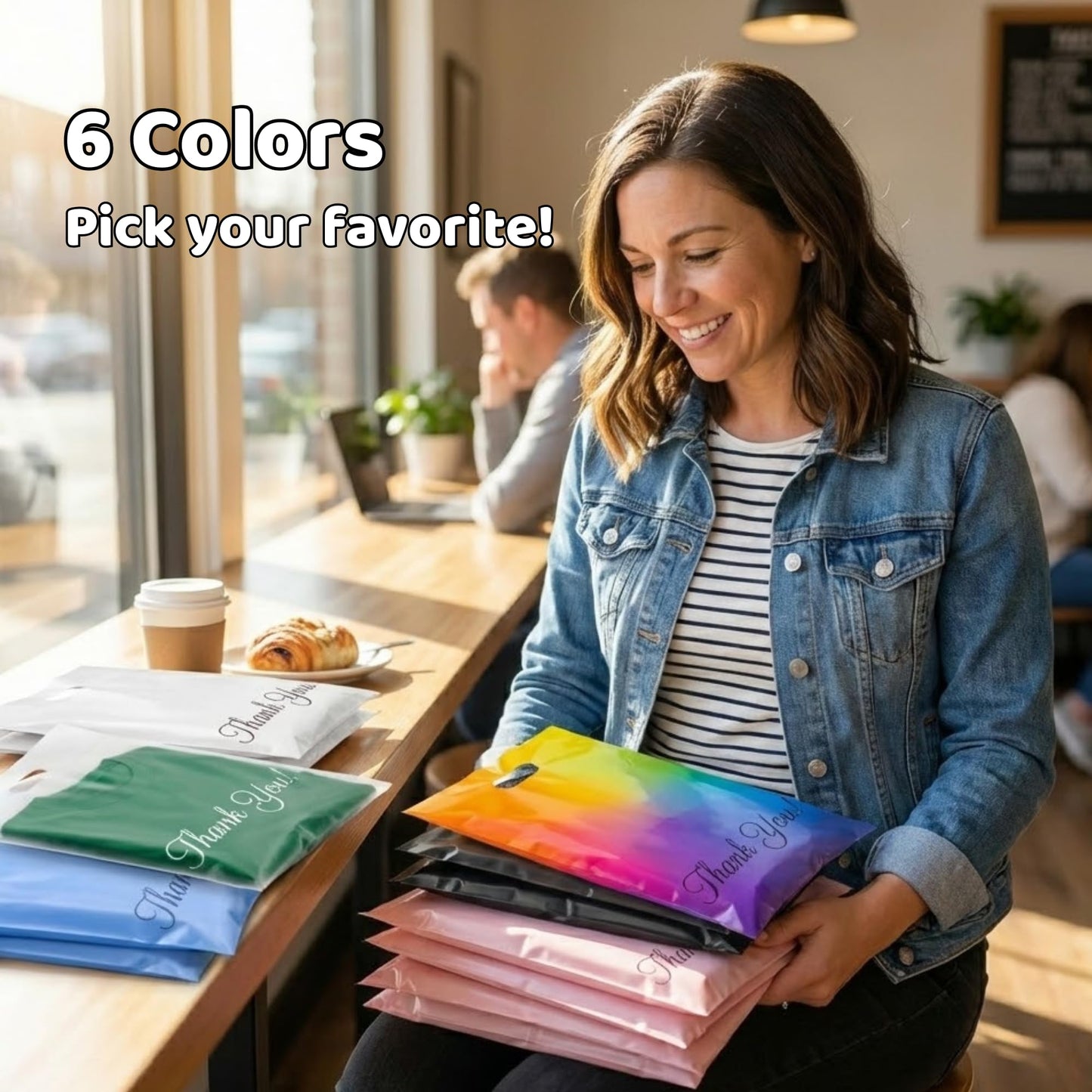 Donyson Frosted T-shirt Bags 10x13, 100 Shipping Bags for Clothes, Thank You Poly Mailers, Envelope Mailers for Small Business, Shipping Envelopes with Handle