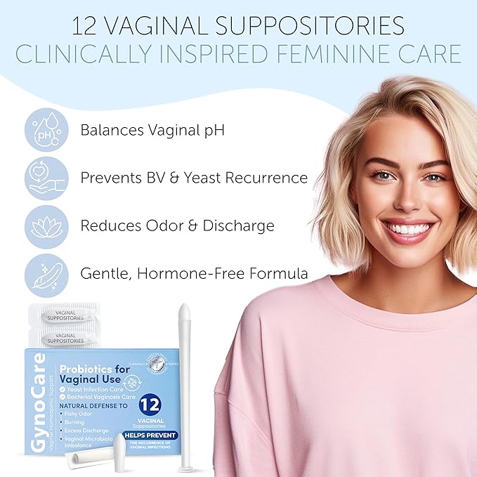 Terramed Just Think Comfort Probiotics for Women | Vaginal Probiotics | Boric Acid Suppositories for Women | pH Balance | BV Support | Odor & Discharge Relief | 12 Vaginal Suppositories