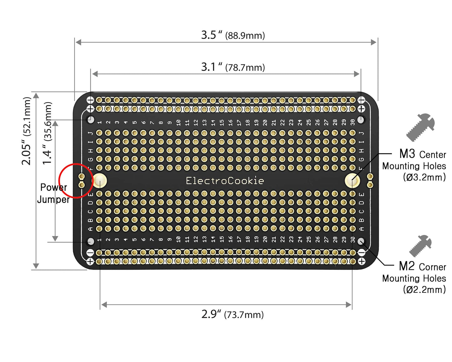 ElectroCookie Prototype PCB Solderable Breadboard for Electronics Projects Compatible for DIY Arduino Soldering Projects, Gold-Plated (5 Pack + 1 Mini Board, Matte Black)