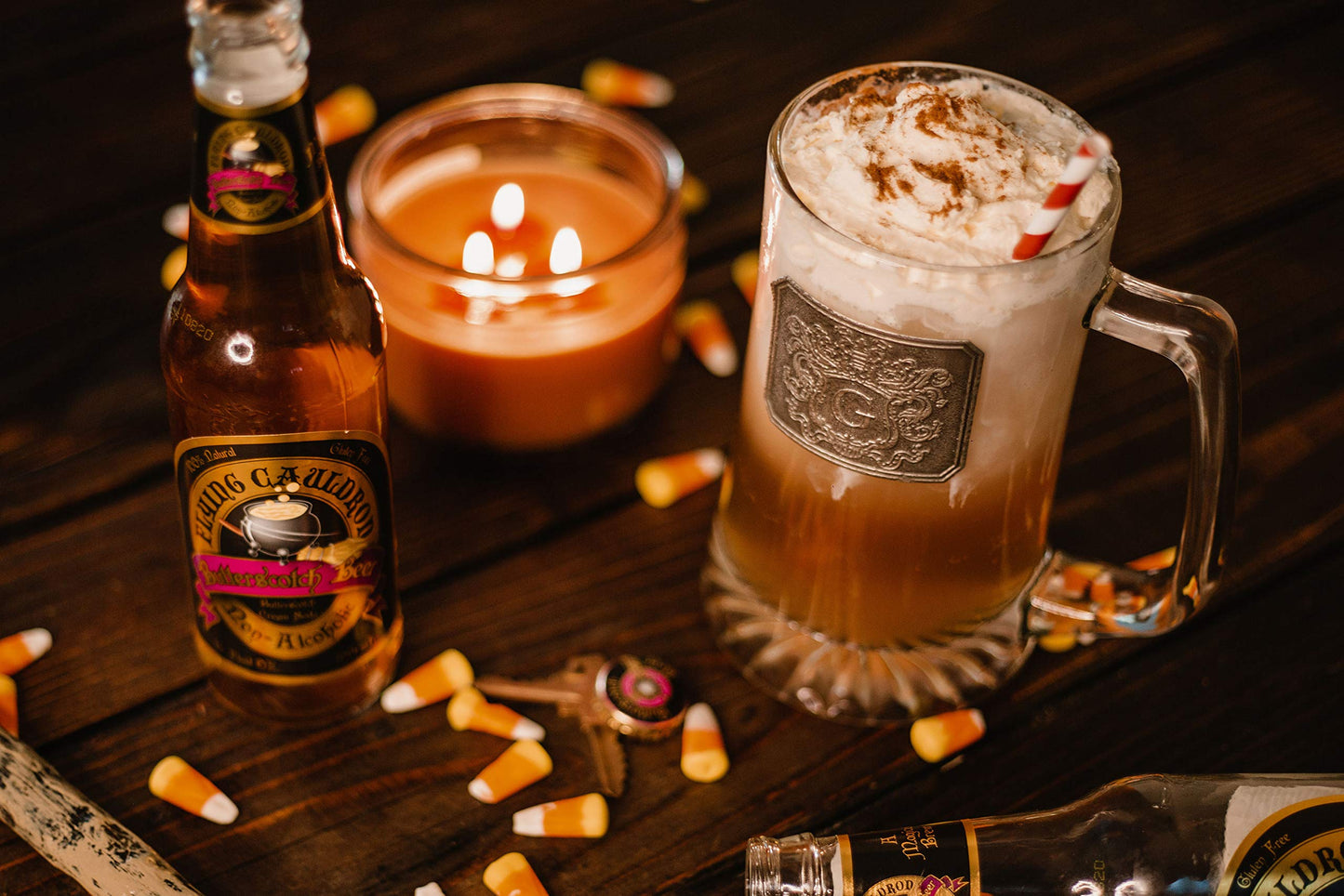 Flying Cauldron Butterscotch Beer, 12 Fl Oz (Pack of 4), Vanilla Cream Soda Brew, All- Natural, Non-Alcoholic and Caffeine free.