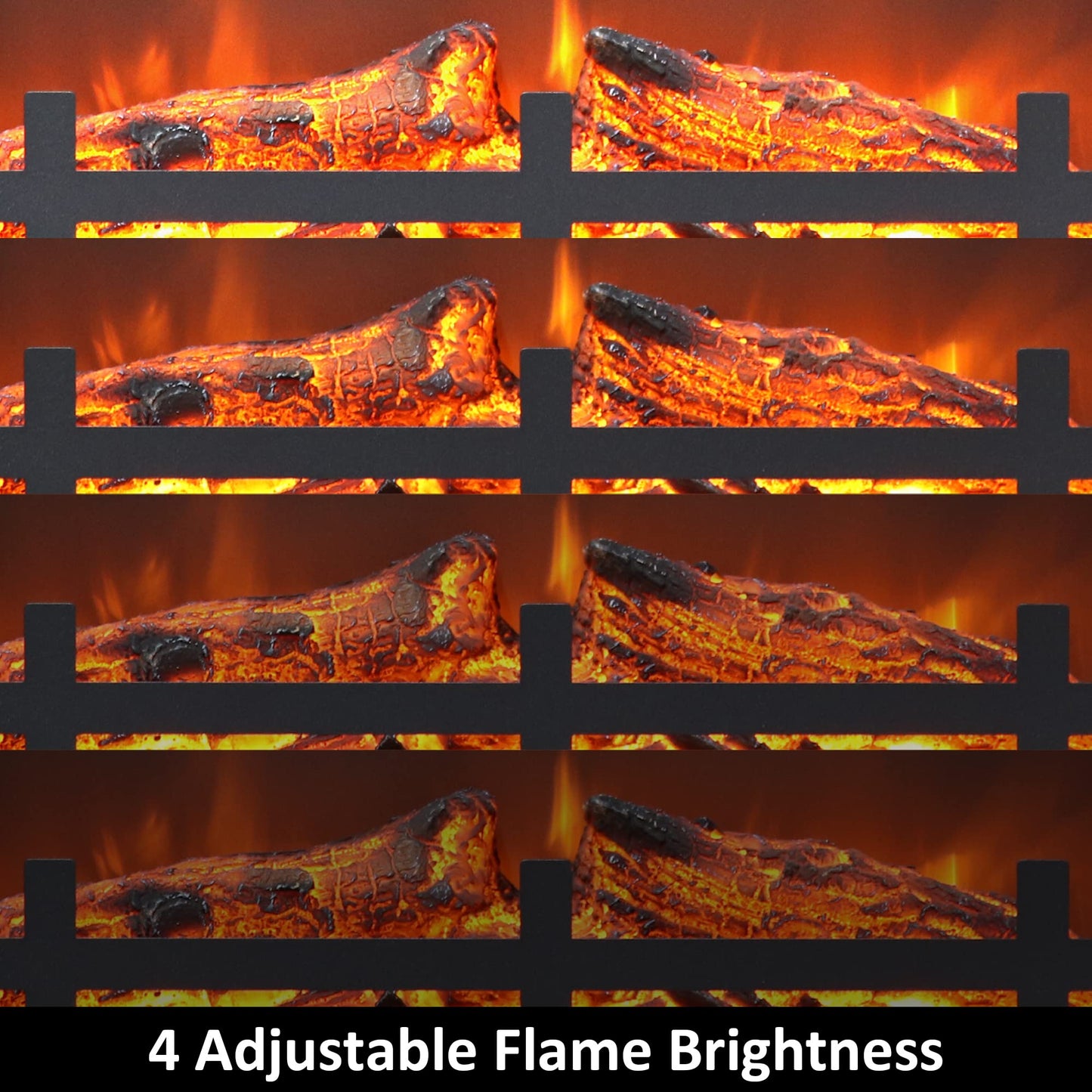 Rodalflame 23.7" W Electric Fireplace Insert with 4 Adjustable Brightness Flames & Overheat Protection, 750/1500W, Black