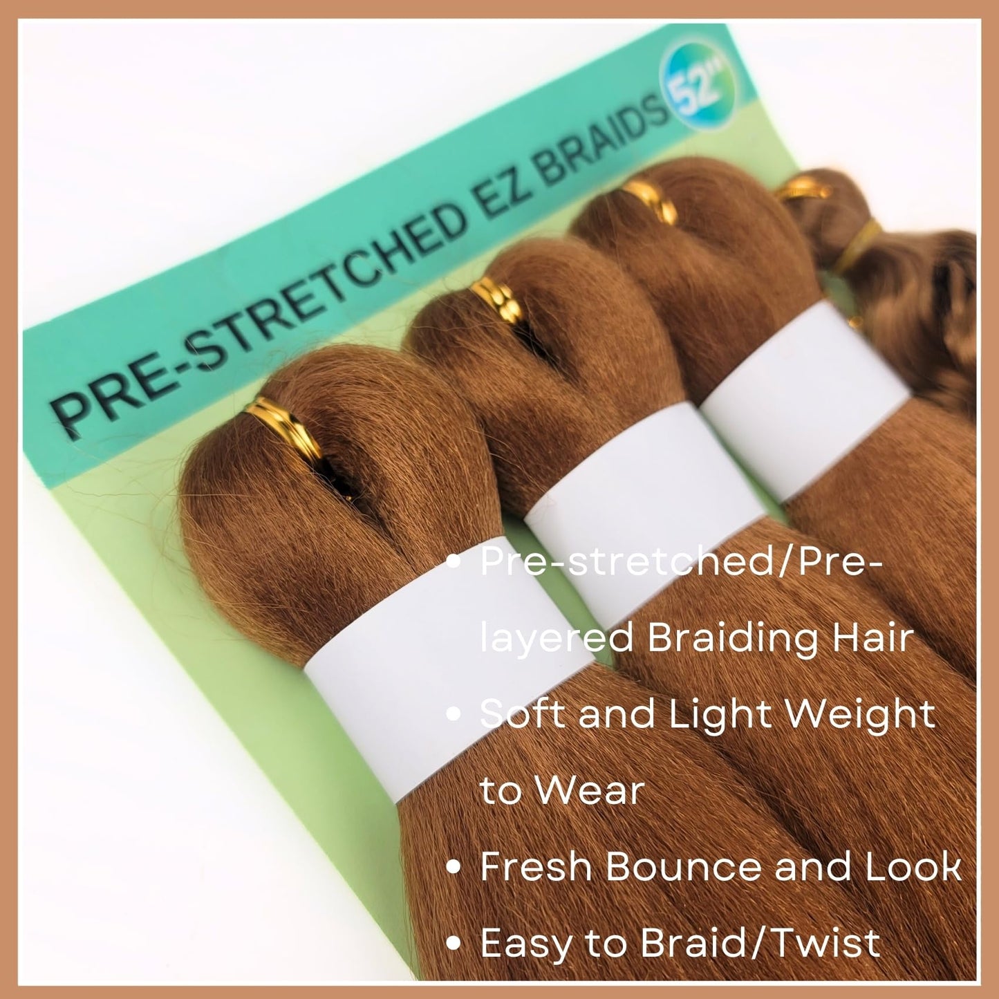 Honey Blonde Boho Hair for Braiding Synthetic 27# EZ Braids Pre Stretched Knotless Braiding Hair for Boho Braids (4 Packs)