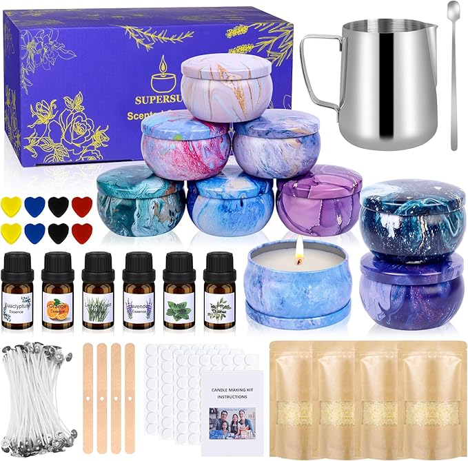 SUPERSUN Candles Making Kit for Adult - Christmas DIY Gift for Beginner, Includes Beeswax, Essential Oils, Dyes, and More ...