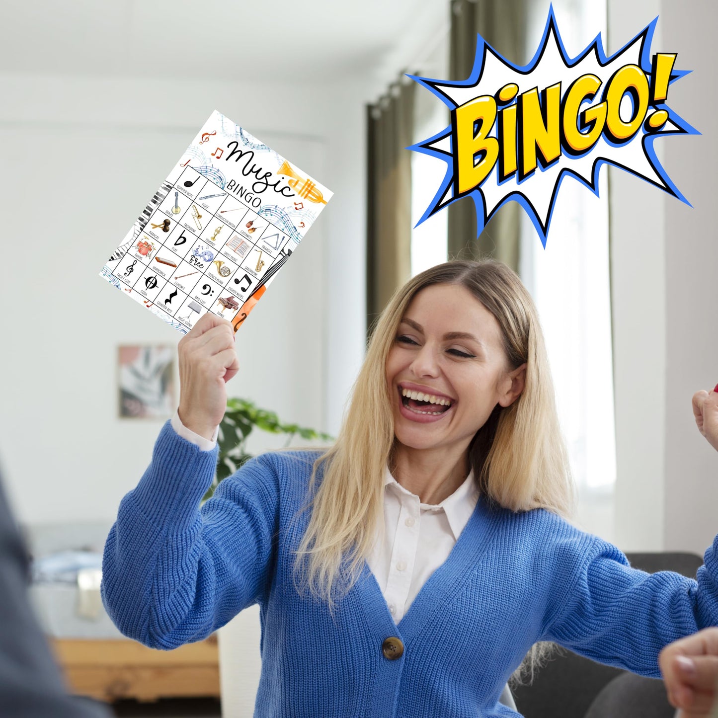 Music Bingo Game for Adults - Birthday Party Set, Cards, Favors for Family Singers and Music Lovers - Party Activity Decor & Supplies -03