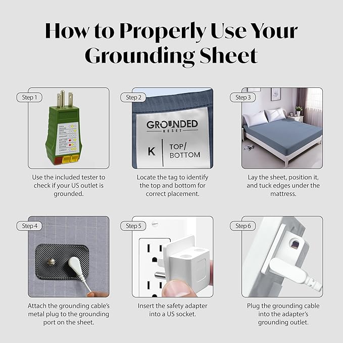 Grounding Sheets King Size 76x80x13.5 Inches – Organic Cotton with Silver, Gray Fitted Earthing Sheets for Overall Improved Wellbeing, with 15 ft Grounding Cord