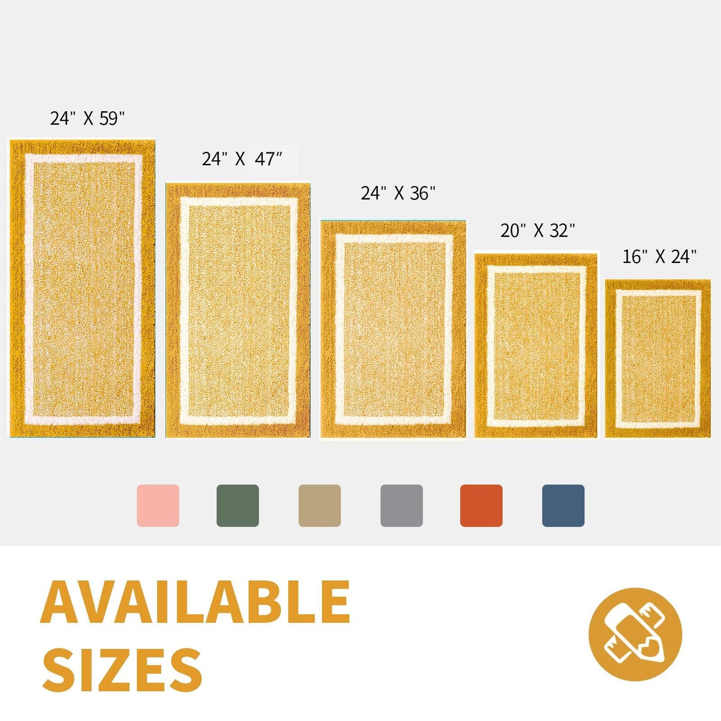 CozeCube Bath mats for Bathroom Non Slip, Fluffy Shaggy Bath Rugs for Bathroom Washable, Extra Soft and Absorbent Microfiber Bath Rugs for Shower Sink, Kitchen Sink, Harvest Gold, 16" x 24"