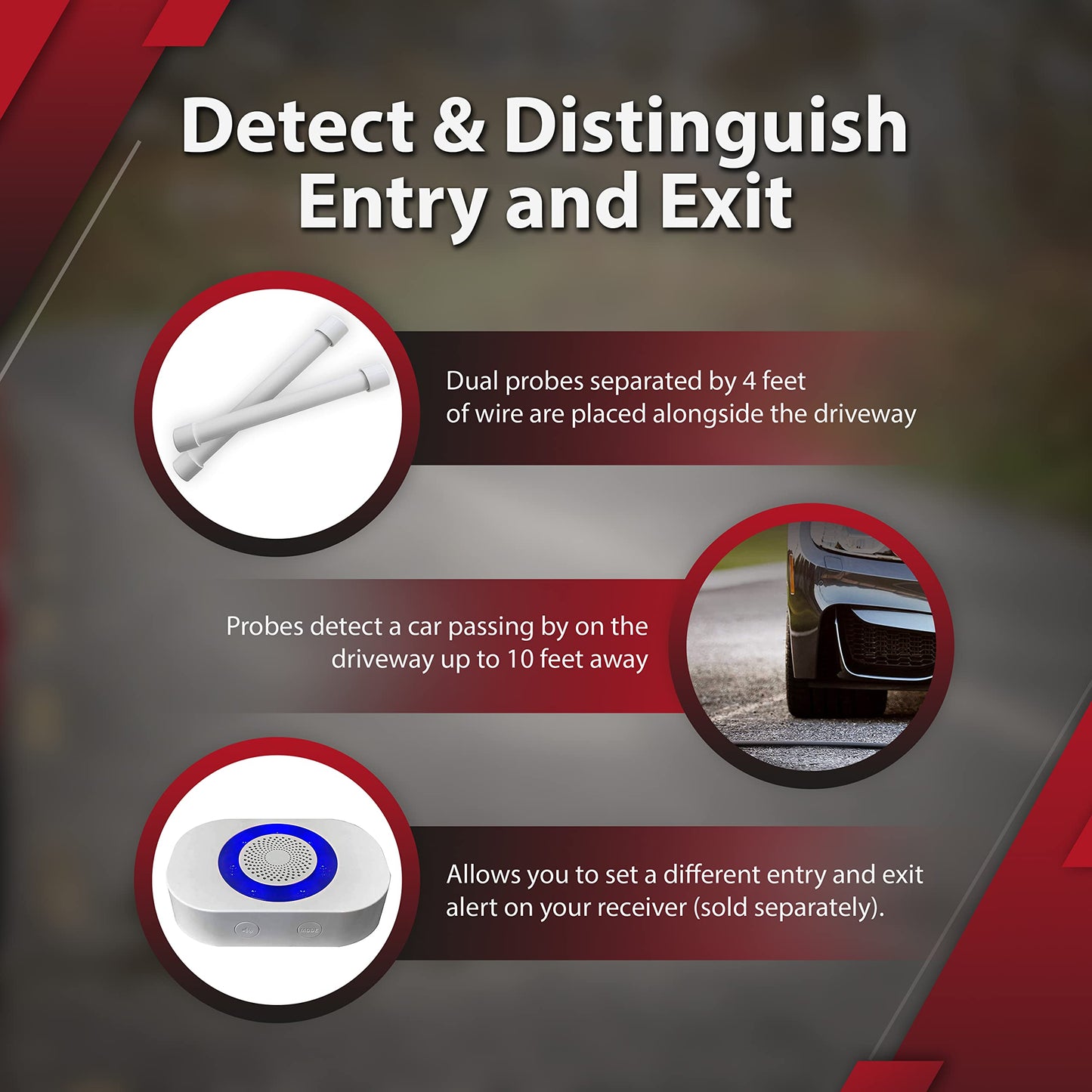 Dakota Alert Driveway Alarm System -DAPT-4000 Outdoor Directional Vehicle Sensor & Detector, Driveway Alarms Wireless Outside Weatherproof, 1 Mile Long Range Outdoors Drive Thru Sensors for Home