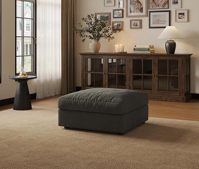 Cloud Modular Sectional Sofa Couch with Storage Ottoman, Oversized Sectional Couches for Living Room, Single Ottoman, Chenille, Dark Gray