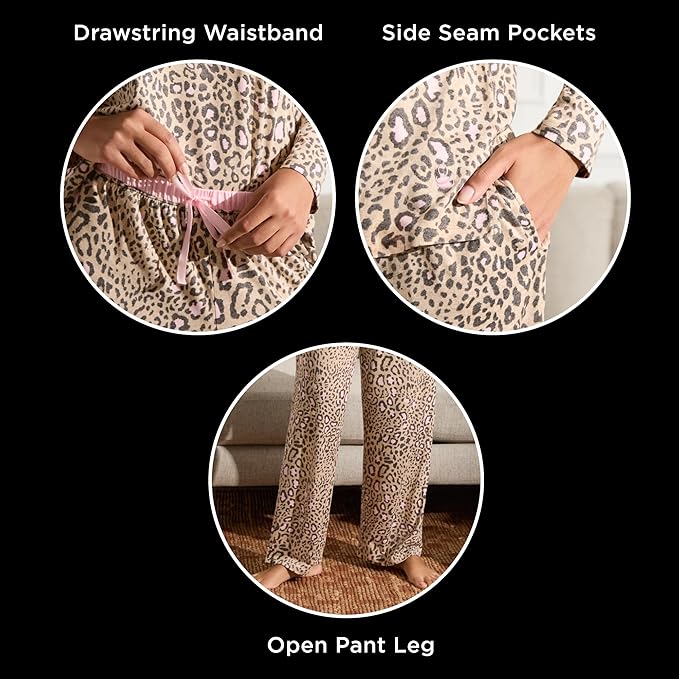 Cuddl Duds Womens Matching Pajama & Lounge Set - Lightweight Long Sleeve PJ Shirt & Pants - Sleepwear & Loungewear Sets