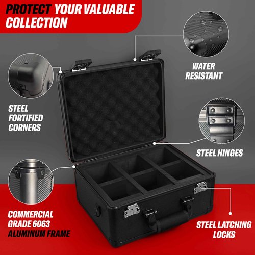 Hobby Defense Graded Card Case, 3 Row, TSA Combination Lock, Duraguard Foam, PSA Slab Case for Graded Cards, Made for Card Shows - Black