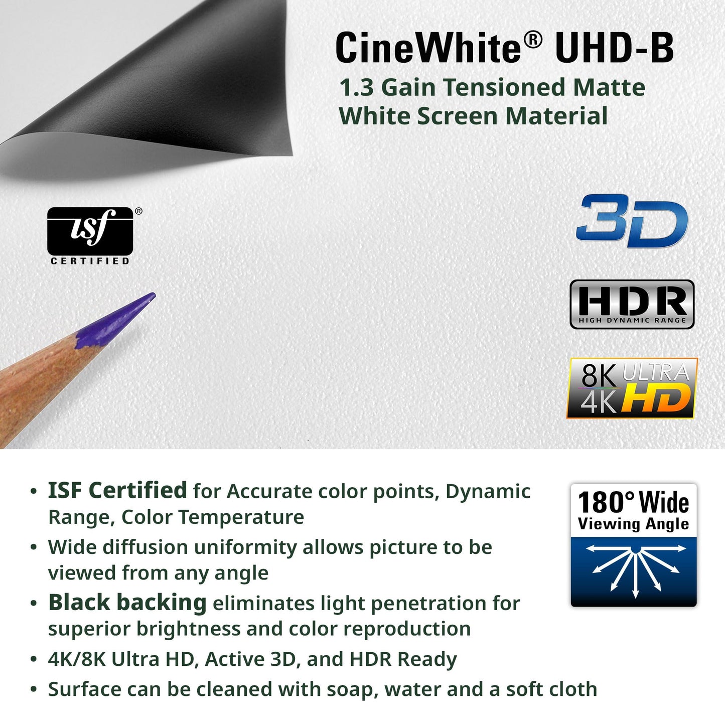 Elite Screens 150 inch Projector Screen Fixed Frame 16:9, 4K/8K UHD CineWhite UHD-B, ISF Certified, UST/Short/Standard Compatible, SB150WH2