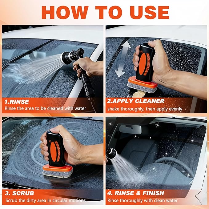 2Pcs Glass Oil Film Remover for Car, Automotive Oil Film Cleaning Brush for Car Windows, Removes oil film & Smudges, Improve Windshield Clarity and Visibility for Safe Driving