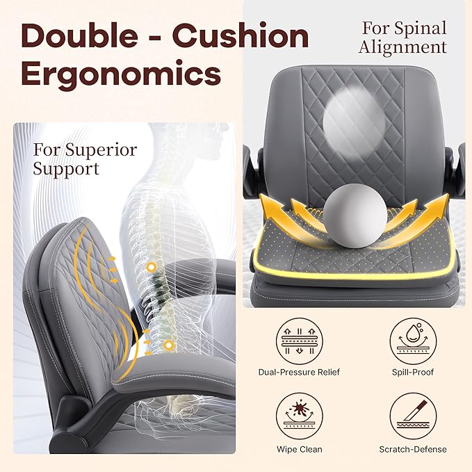 AreShark Cross Legged Office Chair: ADHD Criss Cross Desk Chair with Wheels & Stretchable Rotating Footrest - Height Adjustable Wide Yoga Kneeling Meditation Chair with Flip-up Armrests Back Support