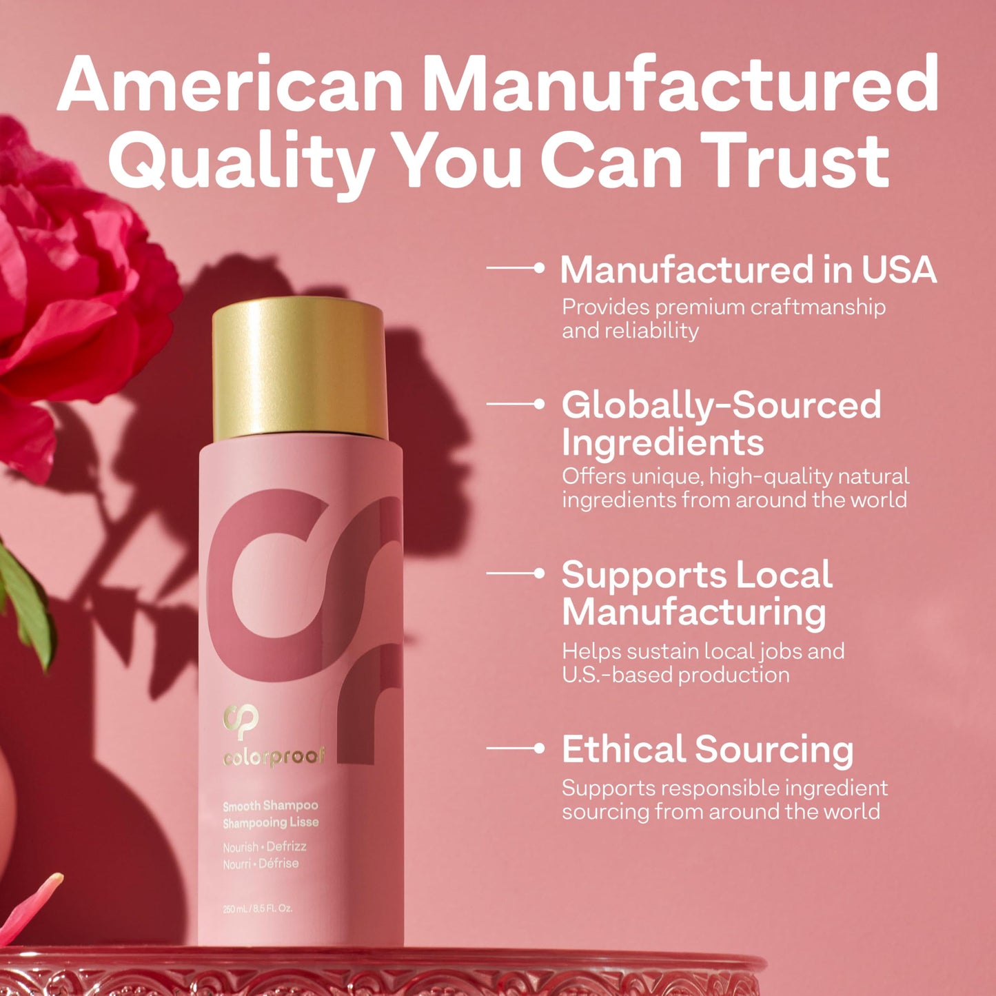 Colorproof Smooth Shampoo 32 Fl. Oz. Smoothing Anti-Frizz Shampoo with with a Frizz-Fighting, Gentle, Cleansing, Hydrating Color