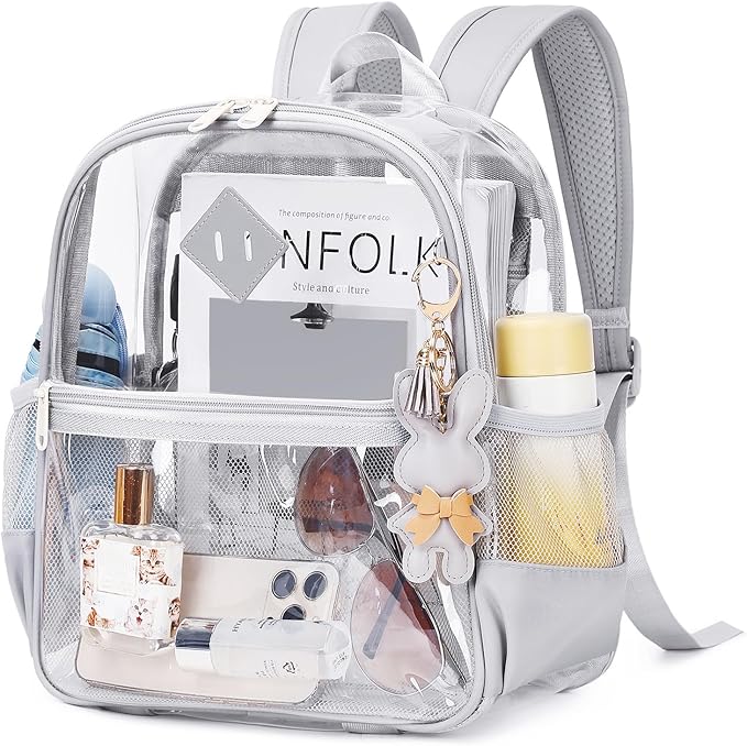 MUSEVOS Clear Backpack for Stadium Events Approved 12×6×12, Thick TPU Mini Clear Bag with Front Pocket for Concert Sport E...