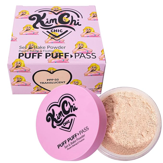 KimChiChic Beauty Puff Puff Pass Set and Bake Setting Powder for Makeup, Extra Fluffy Loose Face Powder Poof, Soft Natural...