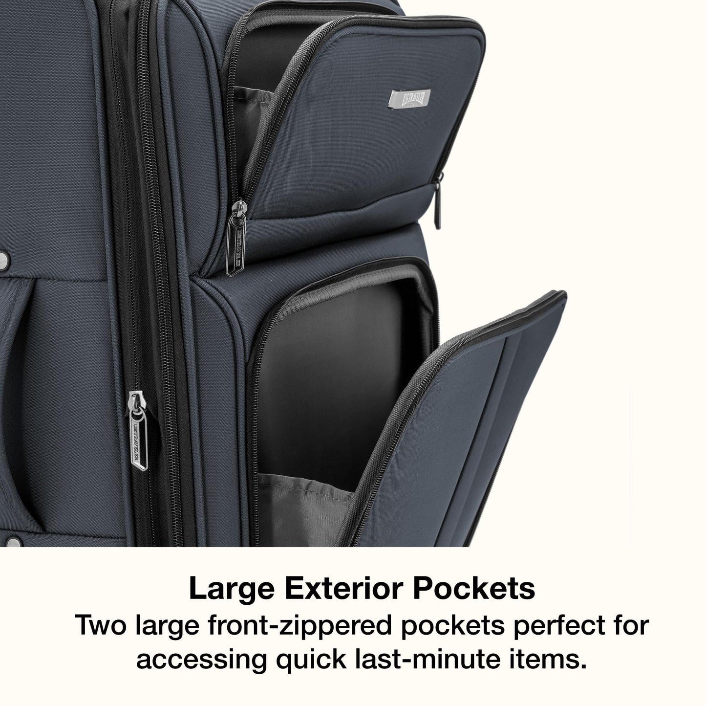 U.S. Traveler Anzio Softside Expandable Spinner Luggage, Dark Grey, Checked-Medium 26-Inch