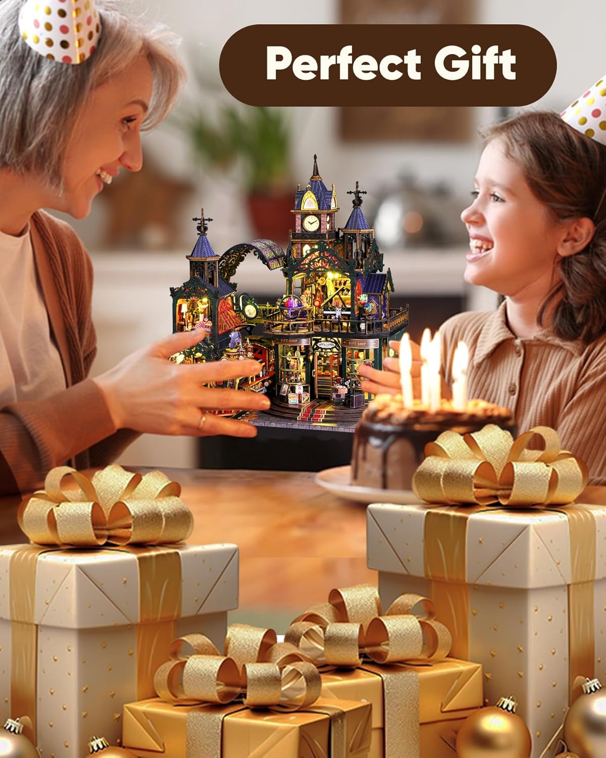 DIY Miniature House Kit, DIY Dollhouse Kit for Adults to Build, Mini House Kit with LED, Mayberry Street Miniatures, Ideal Gifts for Birthday, Halloween Christmas(Rail-Track Secluded City)