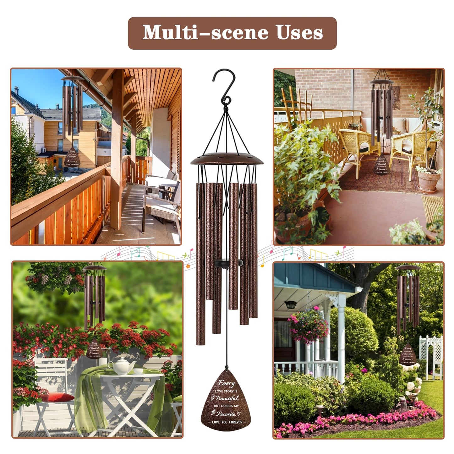 Mr & Mrs Anniversary Wind Chimes - Romantic Keepsake Gifts for Couples & Parents