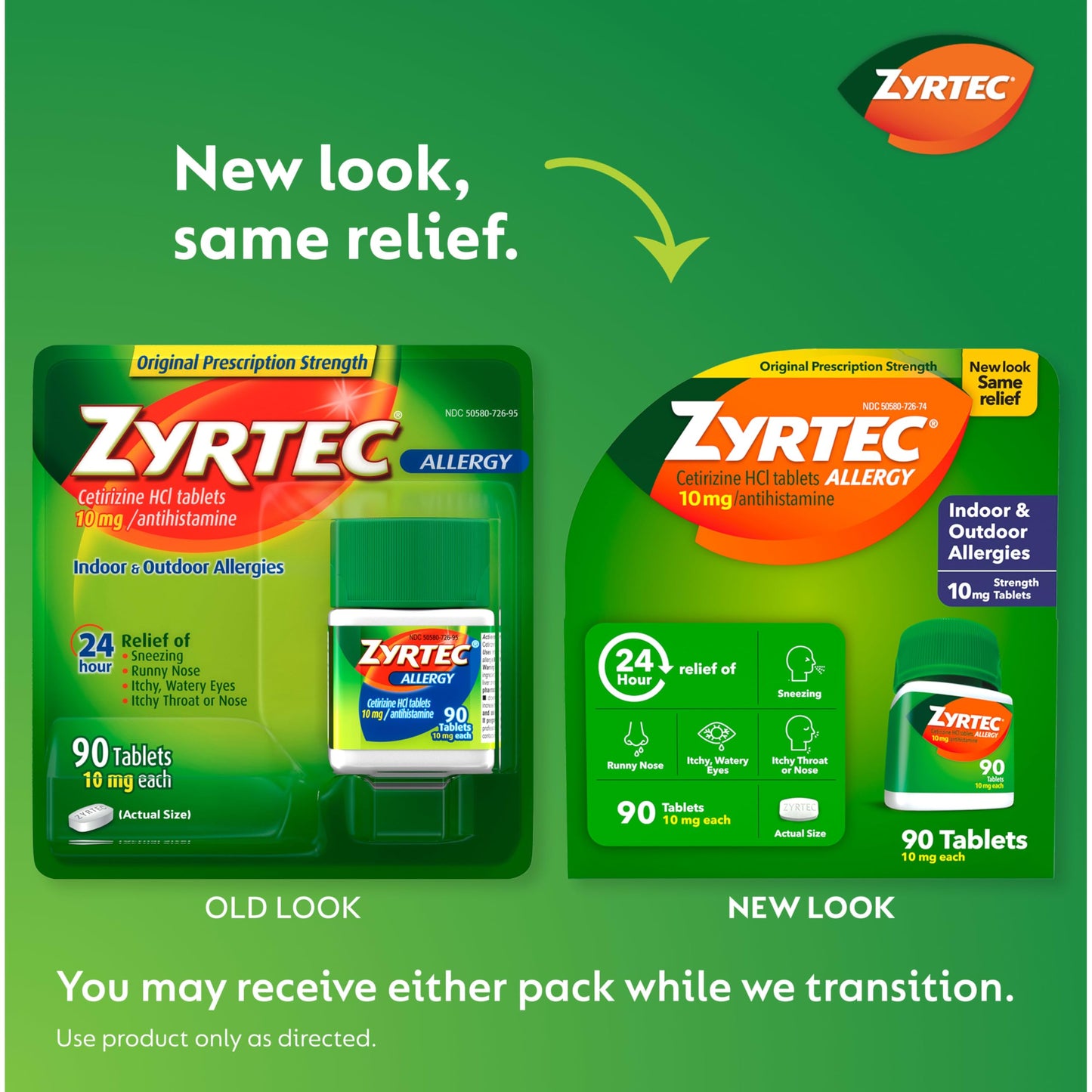 Zyrtec 24 Hour Allergy Relief Tablets, Indoor & Outdoor Allergy Medicine with 10 mg Cetirizine Hydrochloride Antihistamine, Value Bundle of one, 90 ct Bottle & Three, 1 ct Travel Packs