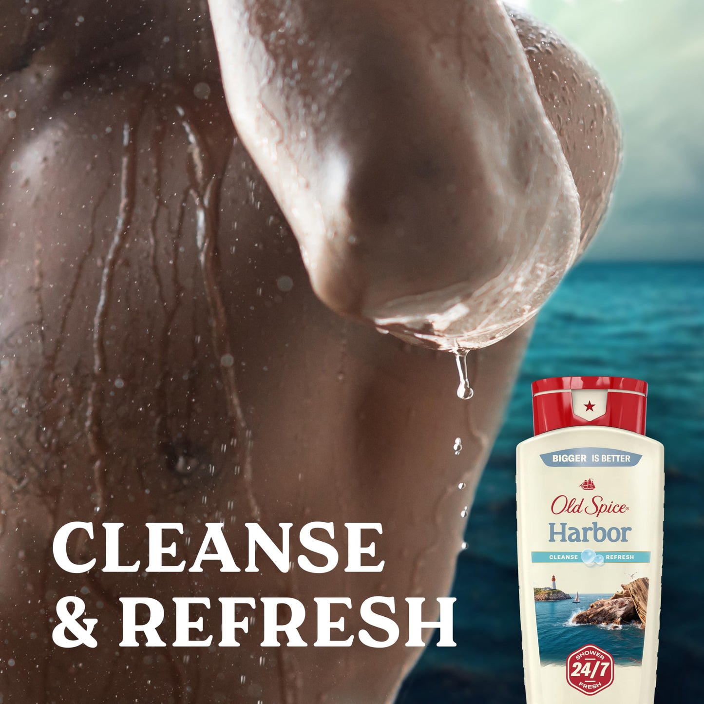 Old Spice Cleansing Body Wash for Men, 24/7 Shower Fresh with Lasting Scent, Cleanse & Refresh, Gentle on Skin, Vitamin B3, Harb