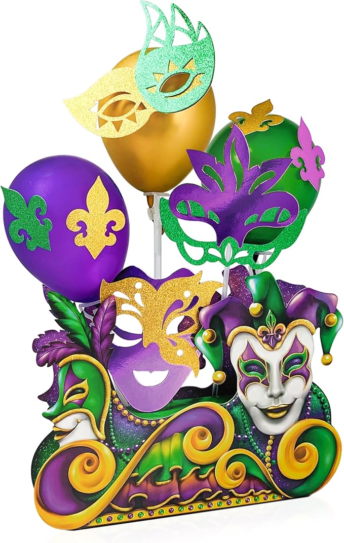 Cheerland Mardi Gras Decorations Mardi Gras Table Centerpiece Decor Birthday Masquerade Carnival For New Orleans Mask Fat ...