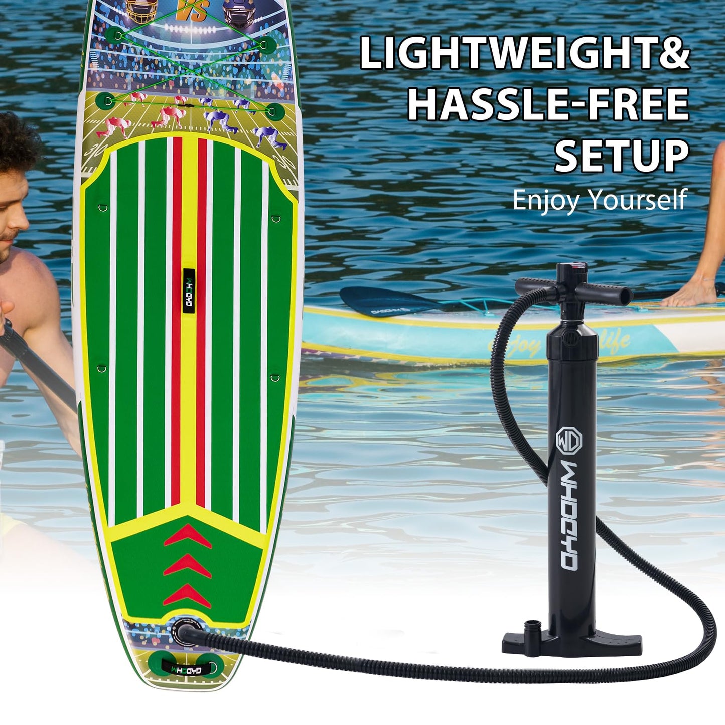 WHDCYD Inflatable Stand Up Paddle Board 11' × 33" × 6", Yoga Board with Durable SUP Accessories for Adults & Youth, Versatile Paddle Board