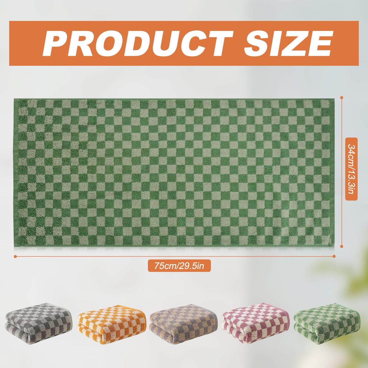 LYLHZRMDGC Set of 5 Checkered Bath Towels, Soft, Absorbent Cotton Hand Towels for Bathroom, Kitchen, Spa, 13 x 29 Inches, Send Goods from Local Warehouse
