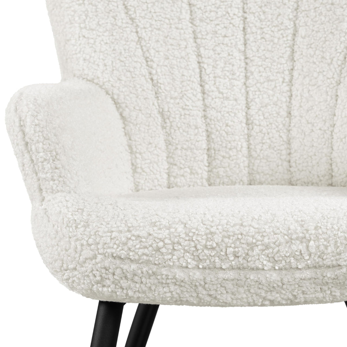 Yaheetech Boucle Accent Chair, Modern Fuzzy Sherpa Armchair, Fuzzy Sherpa Armchair, Upholstered Vanity Chair with High Back and Mental Legs for Living Room Makeup Bedroom, Ivory