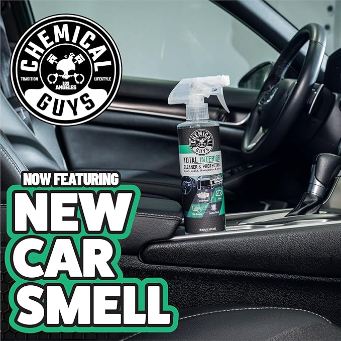 Chemical Guys Total Interior Cleaner & Protectant - New Car Scent, Car Cleaning Spray, Cleans and Protects Leather, Vinyl, Plastic, Rubber, and Glass, Safe for Trucks, SUVs, Jeeps, RVs & More - 16 oz
