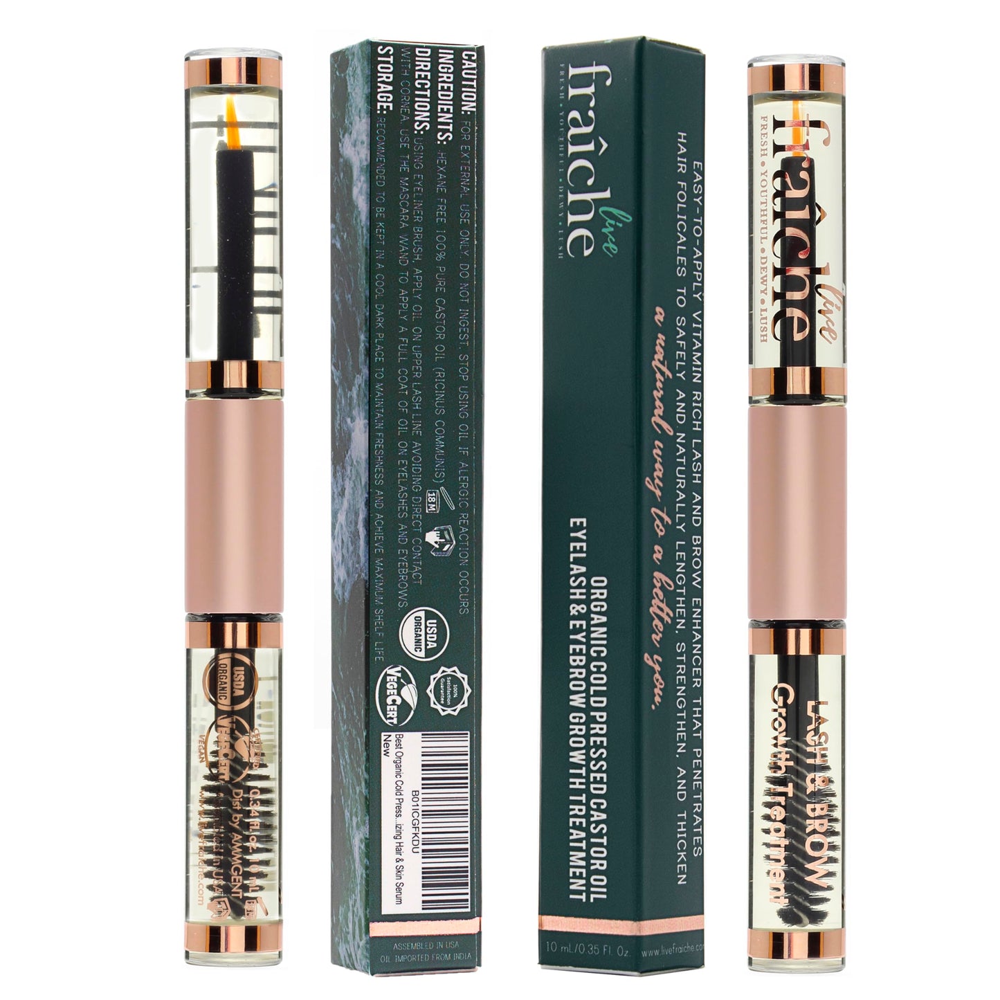 Lash Serum Mascara Tube DOUBLE PACK - Natural Eyelash Serum for Growth, Conditioning &Treatment - Eyelash Growth Serum with Orga