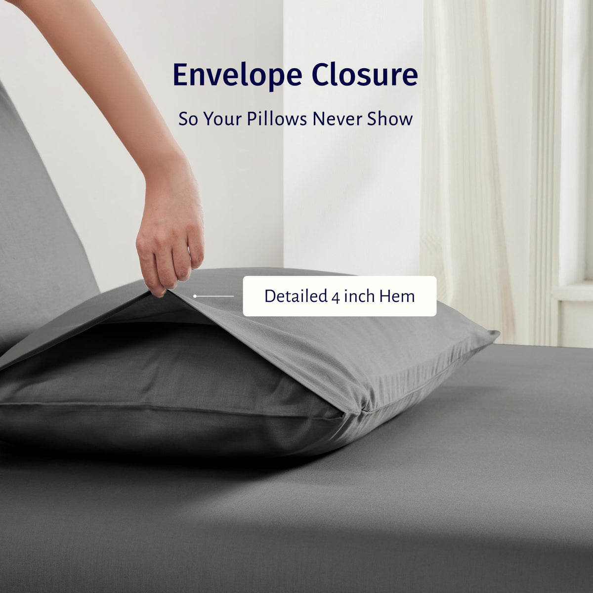 California Design Den Luxury 100% Egyptian Cotton King Pillow Cases Set of 2 - Crisp Percale, Soft & Breathable King Pillowcases Cotton Set - Grey