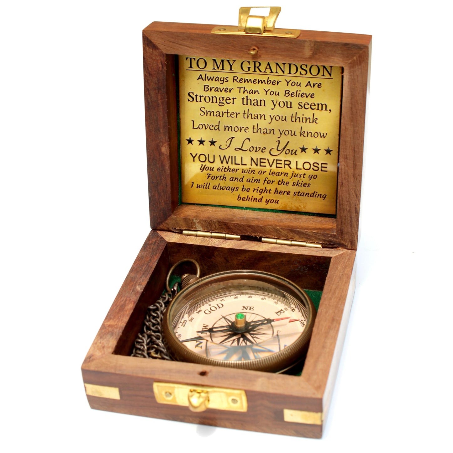 Gift for Grandson Engraved Compass Memory Present to My Grandson Gift idea by Grandpa Grandma for Teen Boys
