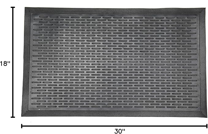 Ottomanson Easy Clean, Waterproof Non-Slip Indoor/Outdoor Rubber Doormat, 18" x 30", Black