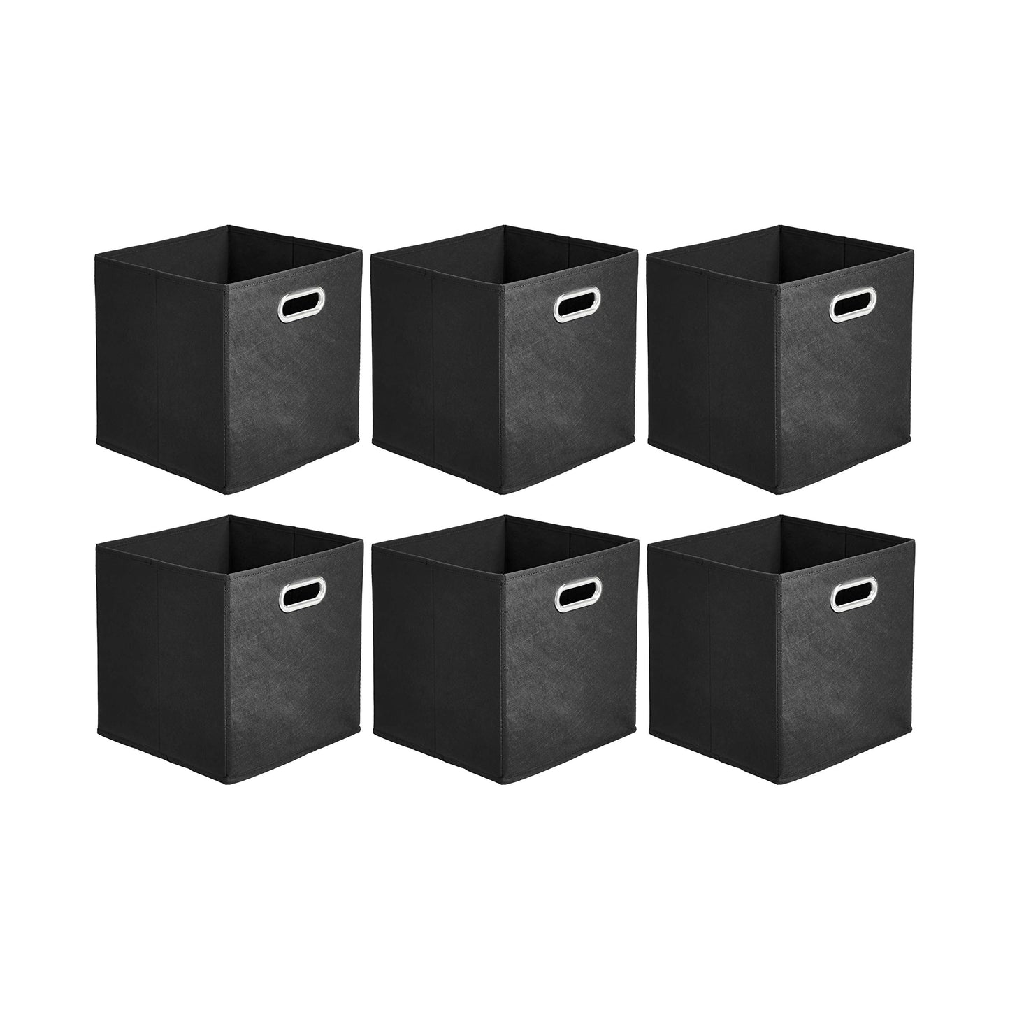 Amazon Basics Collapsible Cube Storage Organizer Bins, 6-Pack, 10.5 x 10.5 x 11 inches, Black