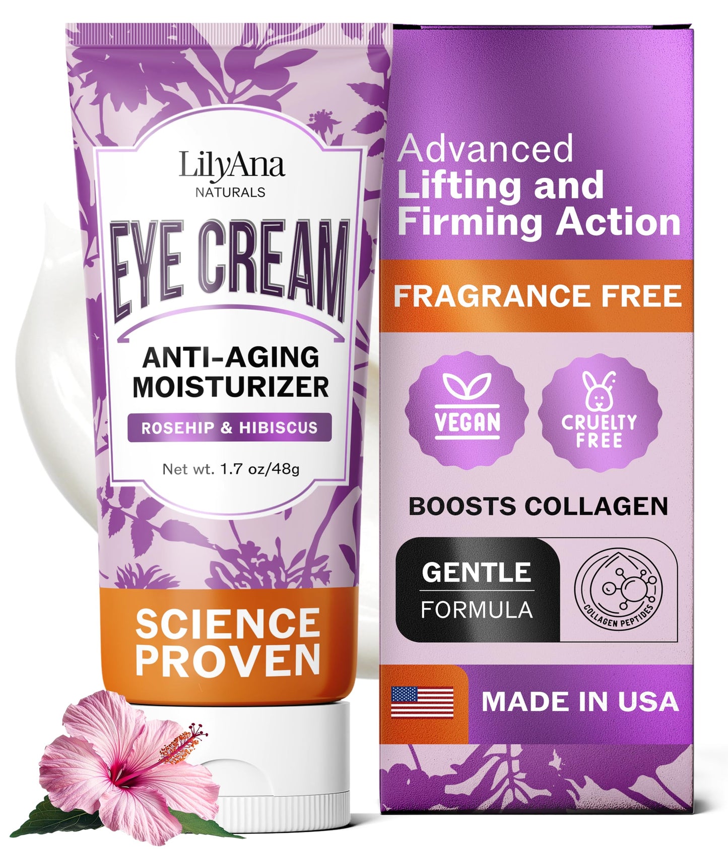 LilyAna Naturals Eye Cream for Dark Circles and Puffiness, Under Eye Cream for Wrinkles and Bags, Anti Aging - helps Improve Dry