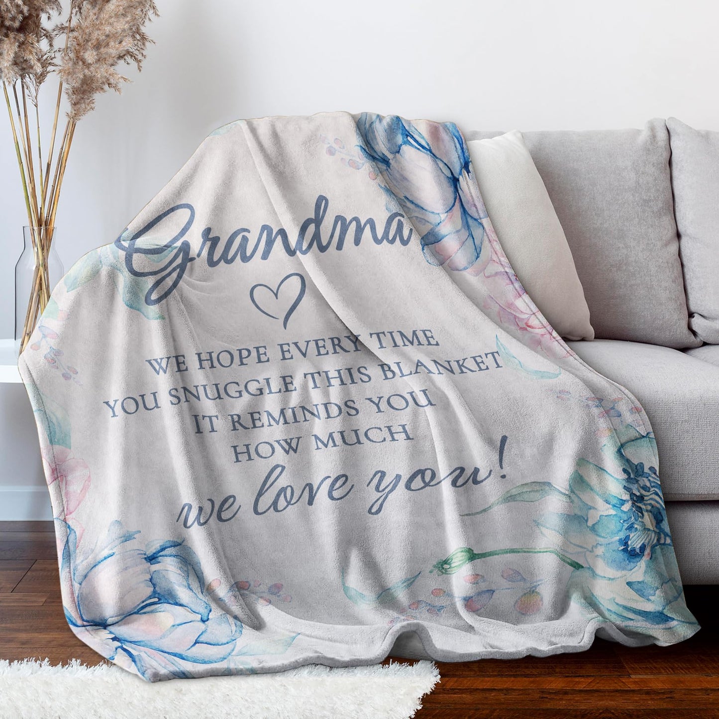 Afterprints Grandma Gifts Blanket, Birthday Gifts for Grandma, Grandmother Gift from Grandkids on Grandparents Day, We Love You Soft Throw Blankets 50" x 60"