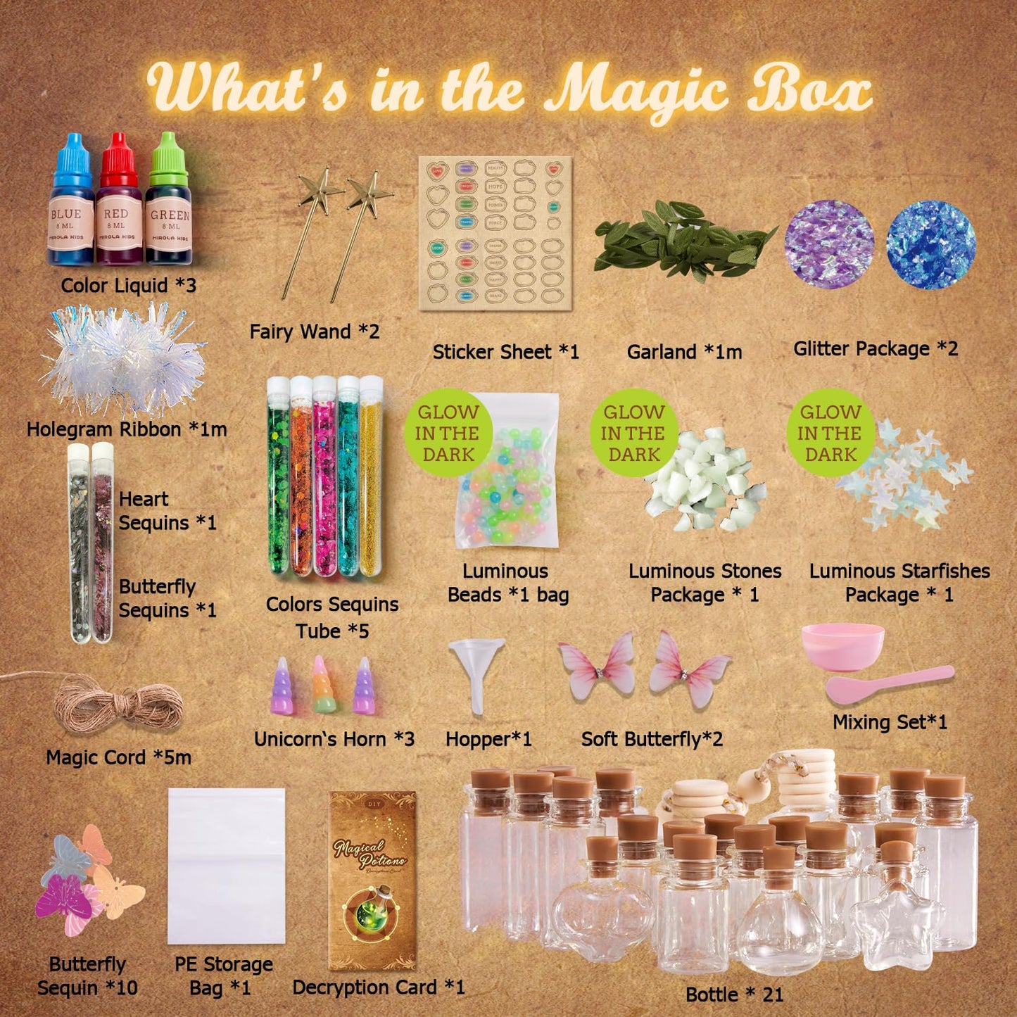 Potion Kits for Kids, 21 Potion Bottles Magic Set, Easter Gifts Decorations Ornaments Garden Art Crafts Birthday Toys for Girls and Boys 6 7 8 9 10 11 12+Years Old Families Party Indoor Outdoor