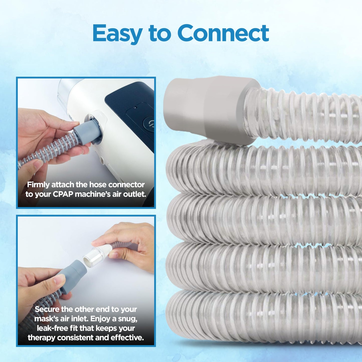 resplabs Universal Standard CPAP Tubing 6 Foot Replacement Hose Compatible with Most CPAP Machines Standard Diameter Flexible CPAP Tube