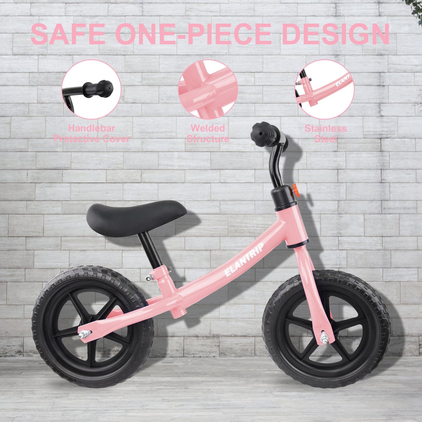 Elantrip Balance Bike, Lightweight Black Toddler Bike for 1-3 Year Old Boys, Birthday Gift Toys for 1-3 Year Old Boys and Girls, No Pedal Bikes for Kids with Adjustable Handlebar and seat