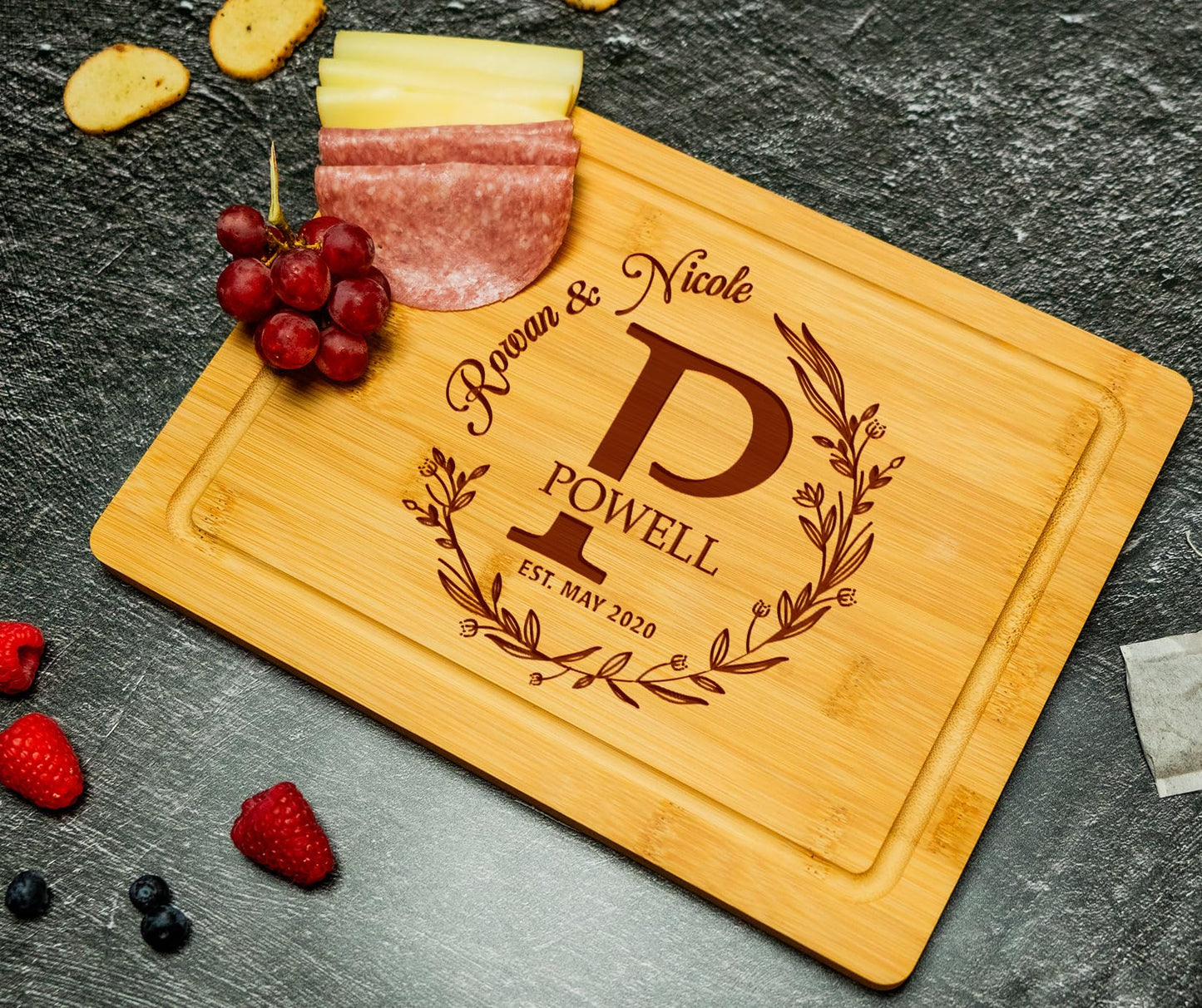 Silveroy Custom Wood Cutting Board Gift:Perfect Wedding & Anniversaries! Personalized Charcuterie Cheese Board for Couples, Friends, & Family. Ideal for Christmas, Bridal Shower, Housewarming
