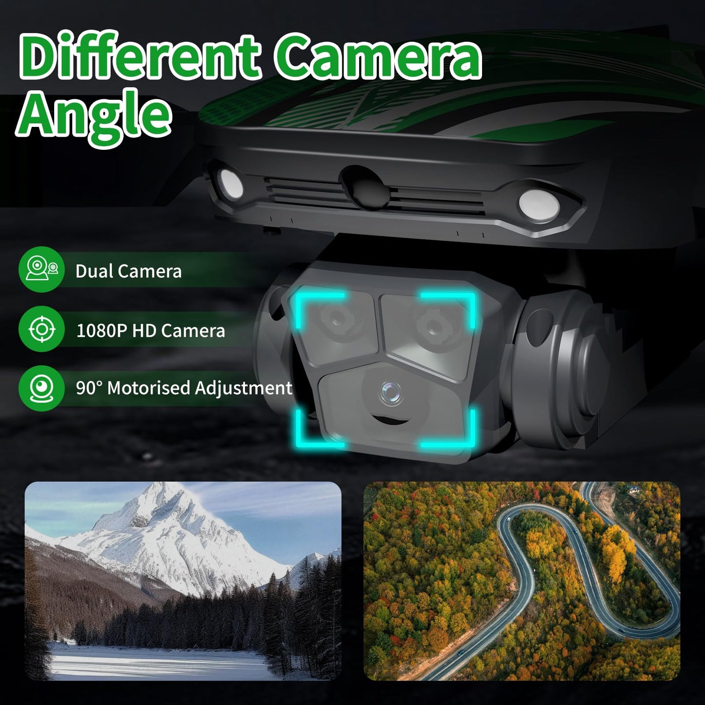 TTROARDS TT19 Drone with 1080P Camera for Adults, Drones with 270° Obstacle Avoidance Function, Brushless Motor, Level 3 Wind Resistance, Foldable Quadcopter Mini Drone for Beginners, Green