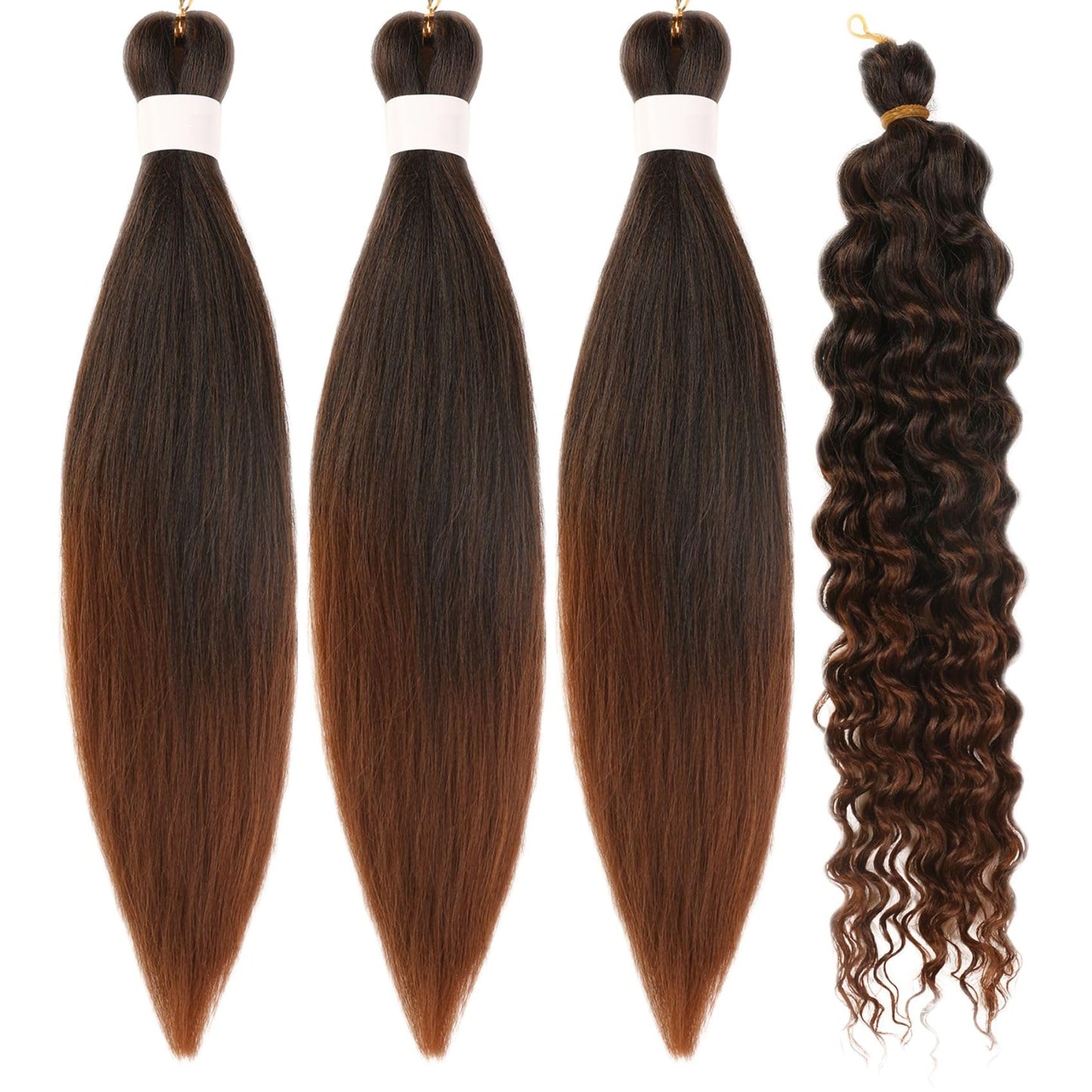Brown Ombre Braiding Hair Pre stretched for Bob Boho Braids Pre stretched Boho Braiding Hair