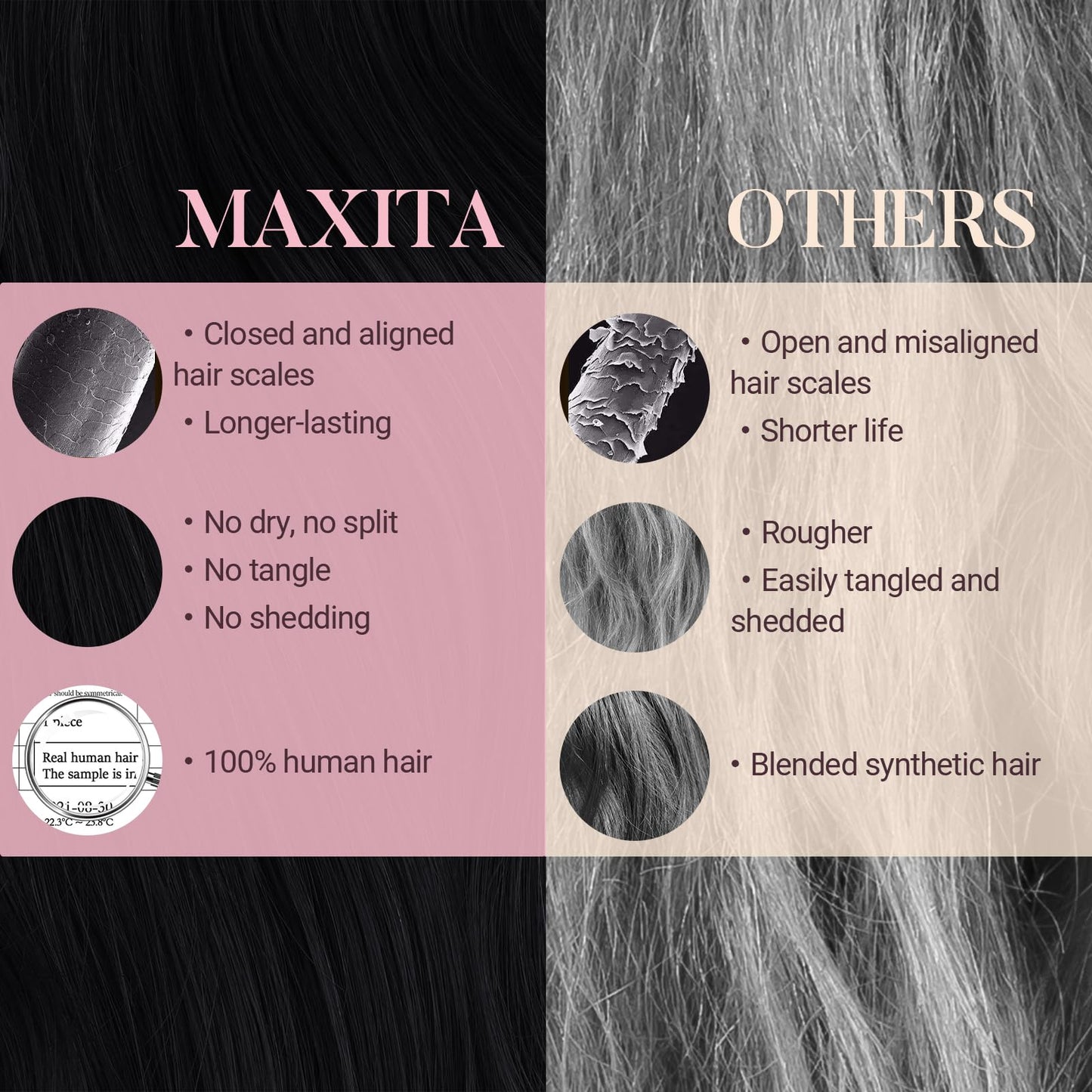 MAXITA Clip in Human Hair Extensions, 16 Inch 120g 7pcs, Jet Black Real Hair, Straight, Thick