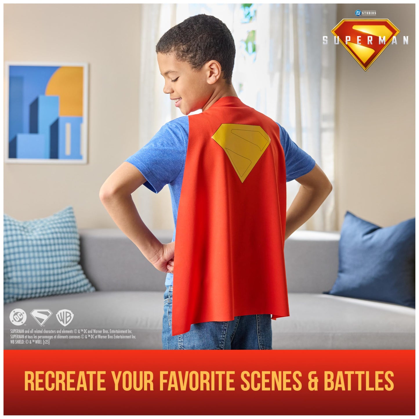 DC Comics, Superman Power Cape Set, Super Heroes Halloween Costume for Kids with Iconic Chest Plate, Dress-Up and Roleplay for Ages 4 and Up